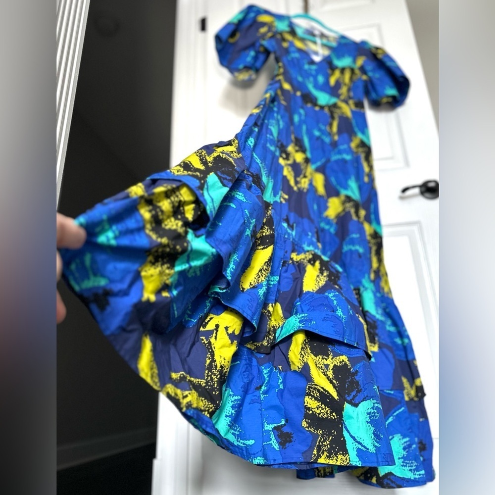 ‼️RARE‼️🎸Christopher John Rogers🎸🔥NWT🔥Floral Puff Sleeve Tiered Maxi Dress—4 - Picture 4 of 14
